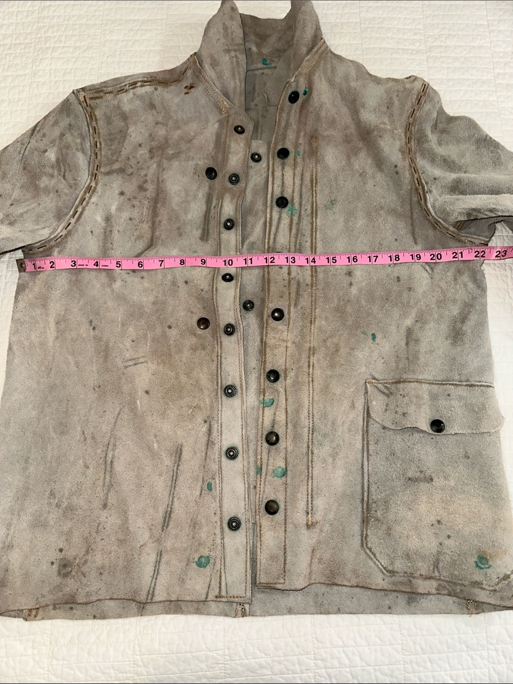 Distressed Chore Coat Snap Suede Cowhide Welding Jacket Industrial Workwear - Picture 9 of 11